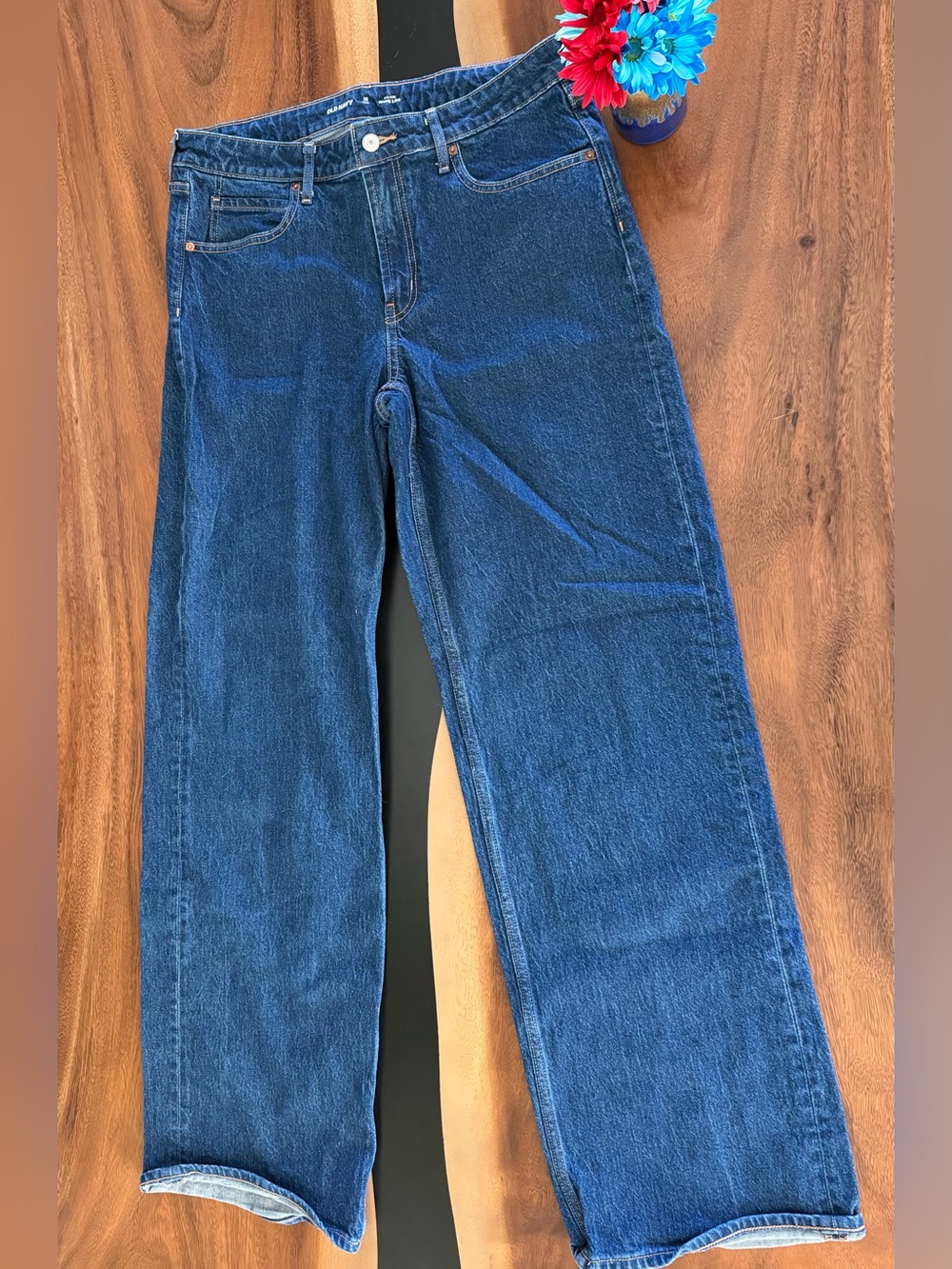 Old Navy 12 Tall Mid Rise Wide Leg Women's Blue Jeans - Picture 3 of 8